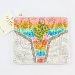 Kay Lee New York Southwest Cactus Design Beaded Coin Purse/Cosmetic Bag NWT
